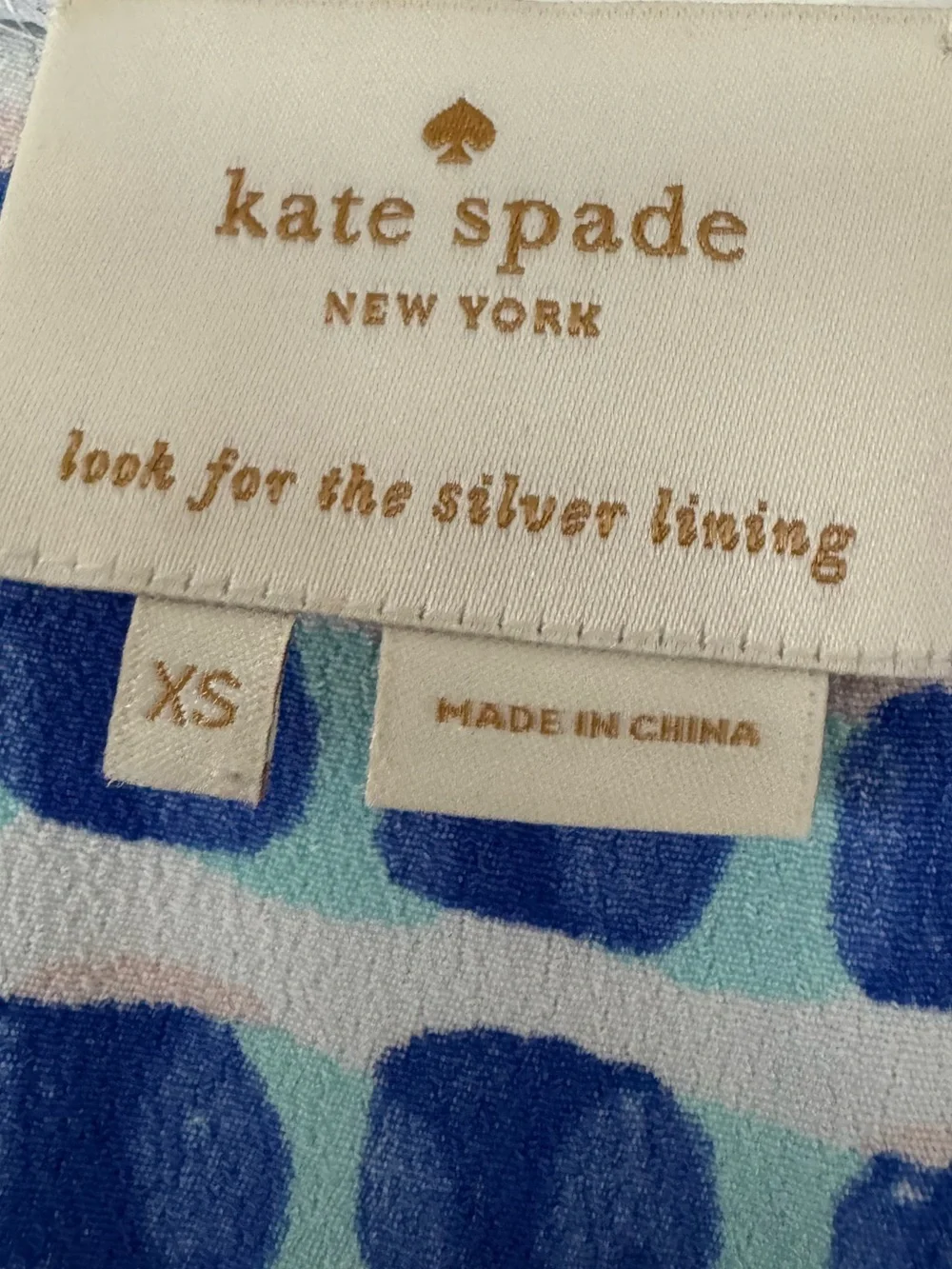 kate spade Blue and White Dot-Print Midi Dress with tie waist size XS